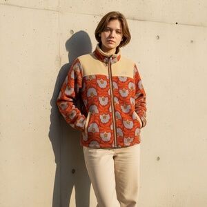 REI Kids Trailmade Fleece Full Zip Jacket XL 18 | Harvest Moon Orange Purple Tan